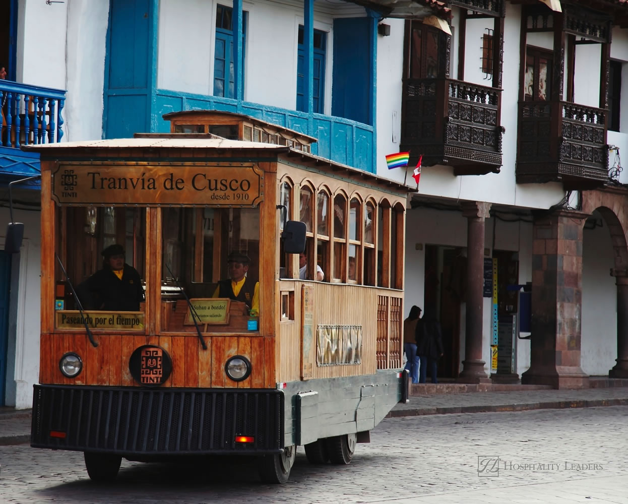 Old tram-car in the city Cuzco,Peru