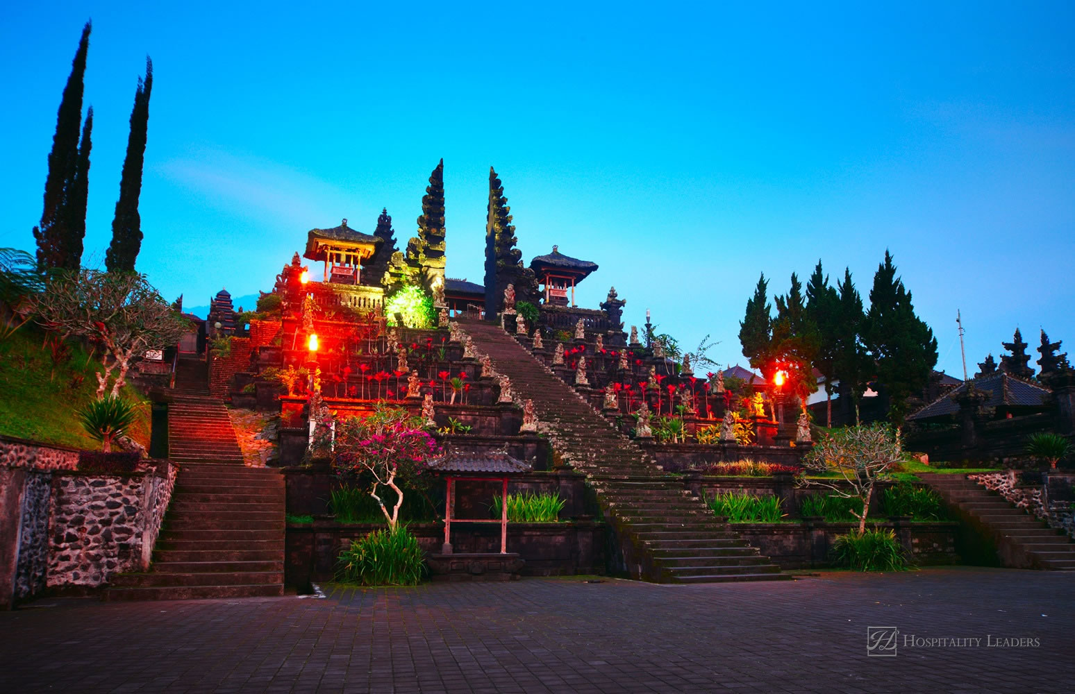 Hindu temple Pura Besakih at night light. Bali. Indonesia