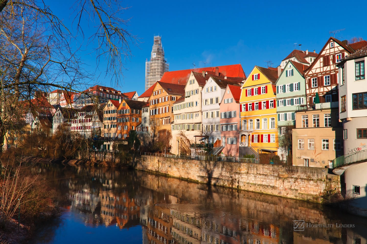 Tuebingen am Neckar, Germany - Colorful Old Houses at the Neckar Riverside