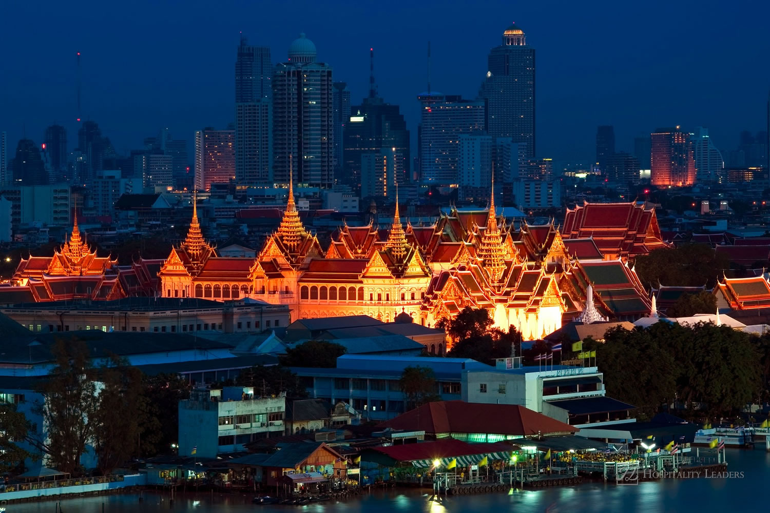 Grand palace at twilight in Bangkok, Thailand