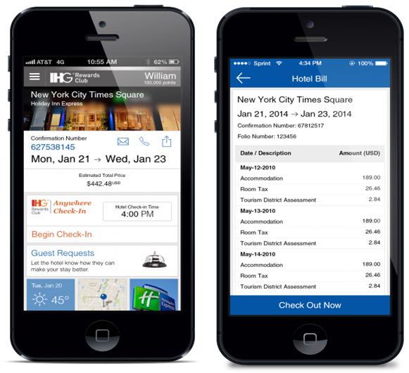 IHG mobile cehck-in and check-out