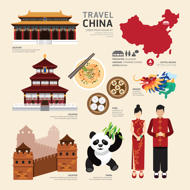 China Flat Icons Design Travel Concept