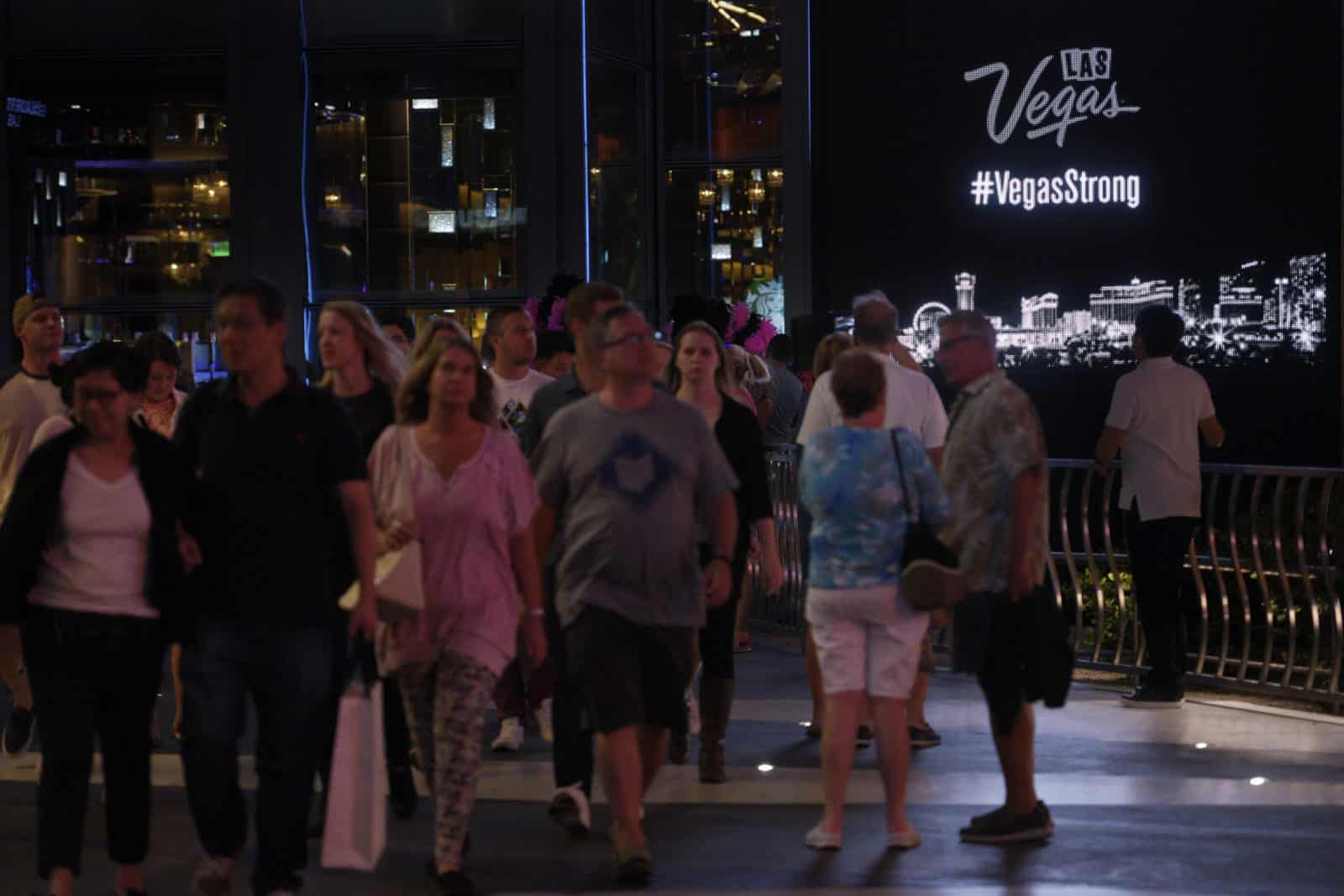 Marquees along the Las Vegas Strip pay respect to the victims and first responders of the previous Sunday's mass shooting Tuesday, October 3, 2017. CREDIT: Sam Morris/Las Vegas News Bureau